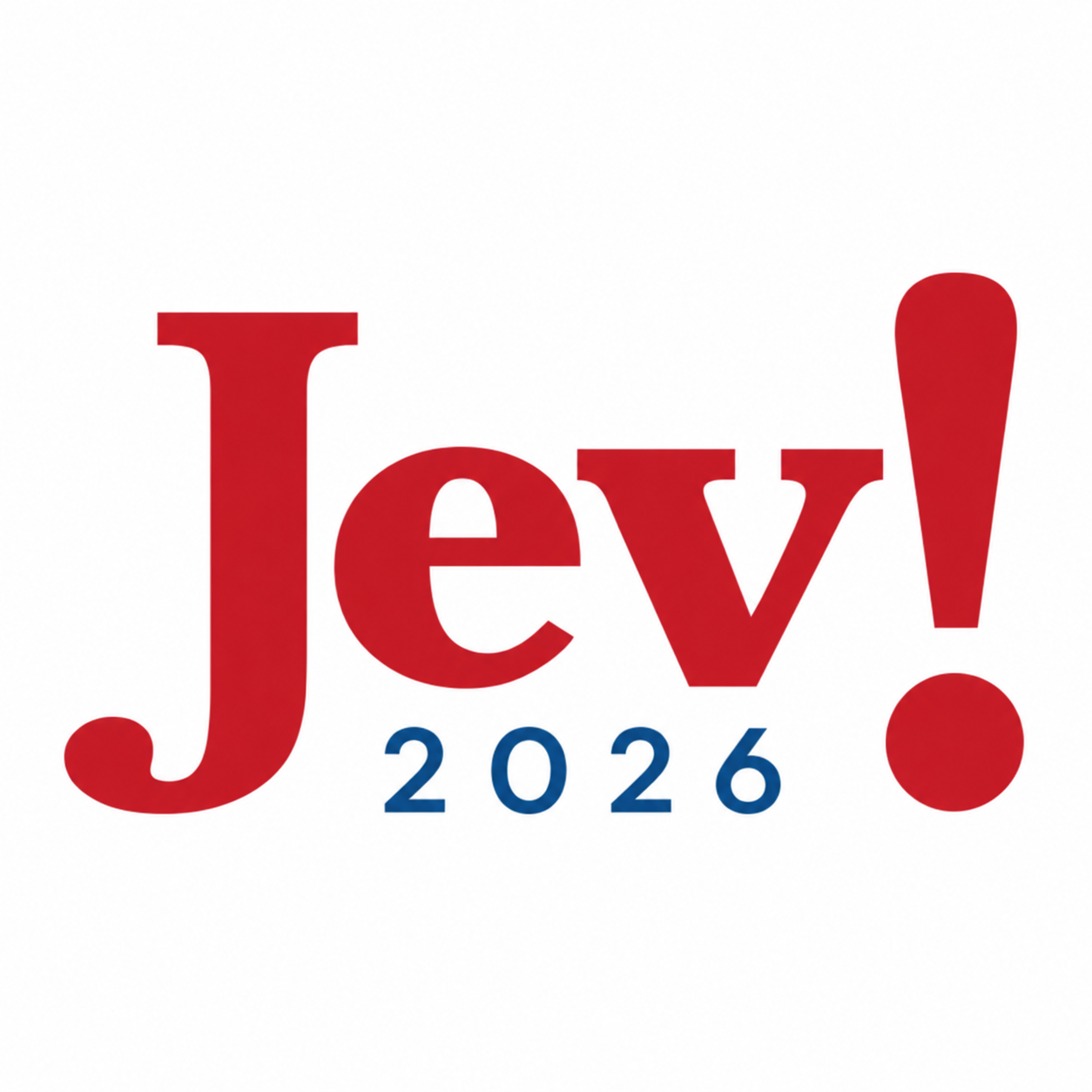 Jev! 2026 logo styled after the Jeb! 2016 campaign branding